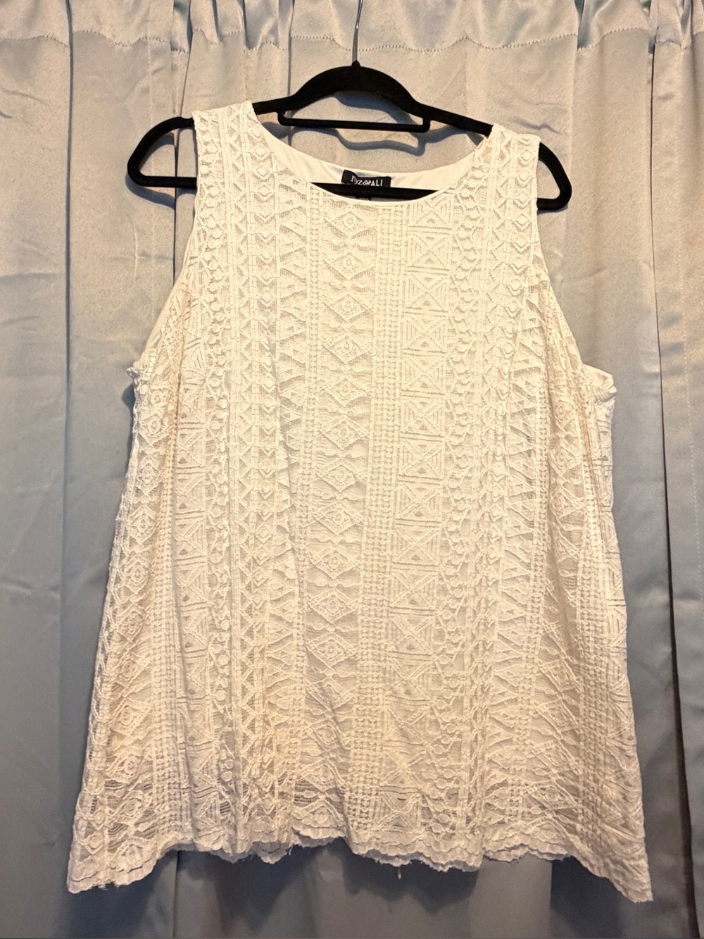 Roz & Ali White Sleeveless Lace Tunic Top